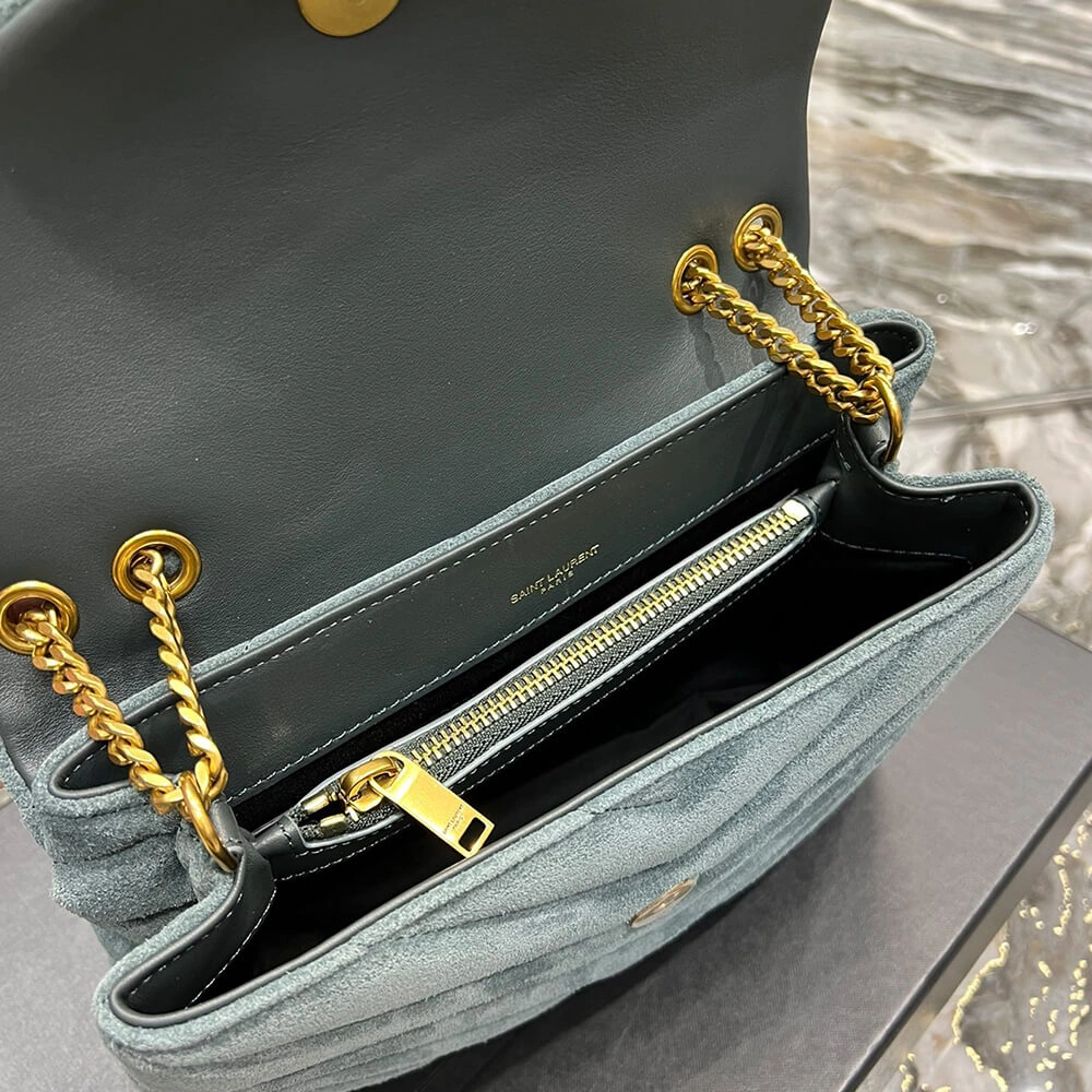 WaterResistant LOULOU SMALL CHAIN BAG IN “Y” QUILTED SUEDE 1433