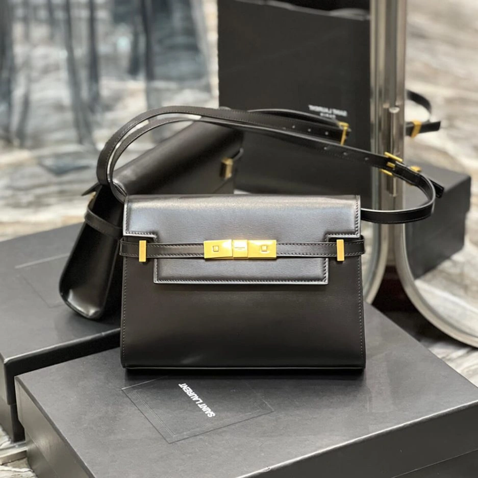 Versatile MANHATTAN SMALL SHOULDER BAG IN BOX SAINT LAURENT LEATHER 1494