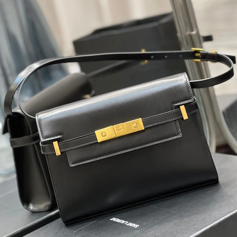 Versatile MANHATTAN SMALL SHOULDER BAG IN BOX SAINT LAURENT LEATHER 1494