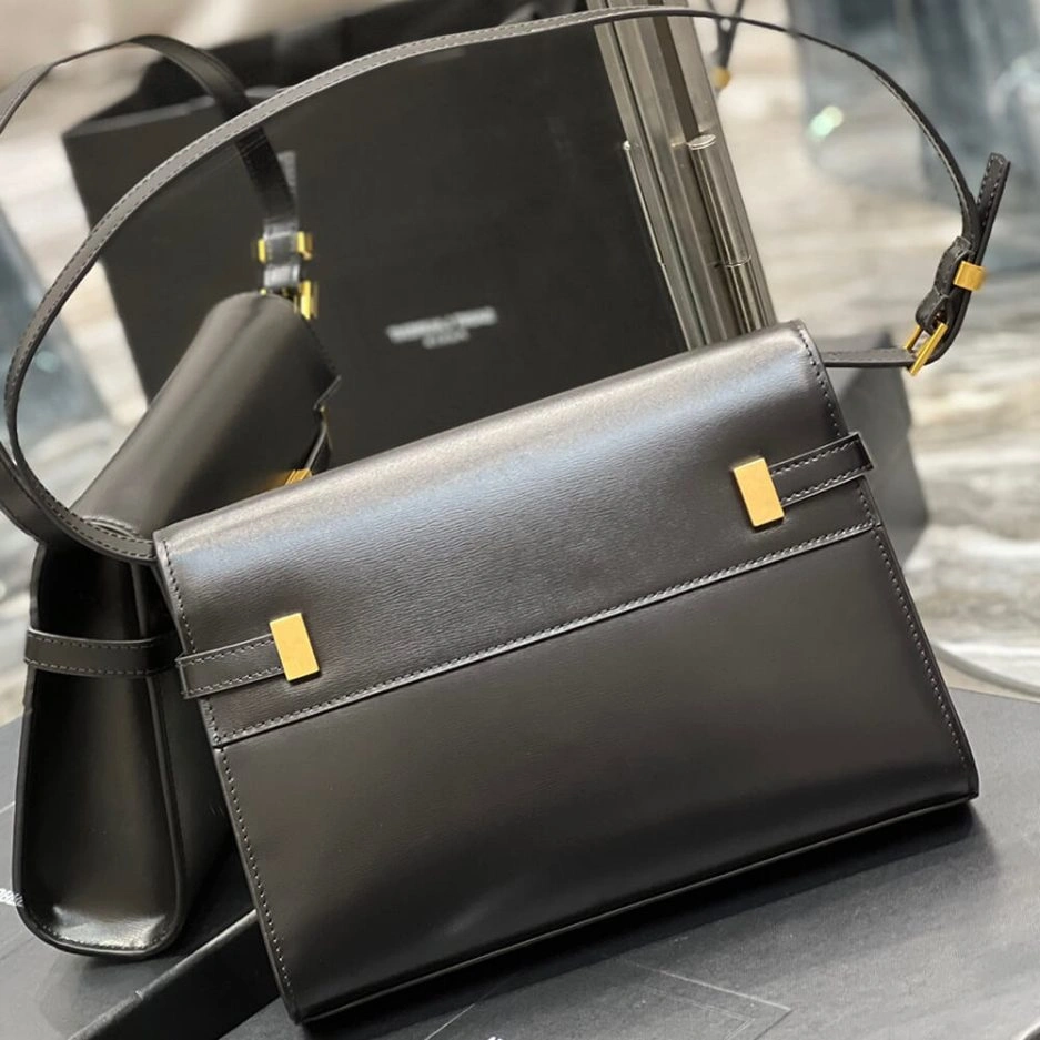 Versatile MANHATTAN SMALL SHOULDER BAG IN BOX SAINT LAURENT LEATHER 1494