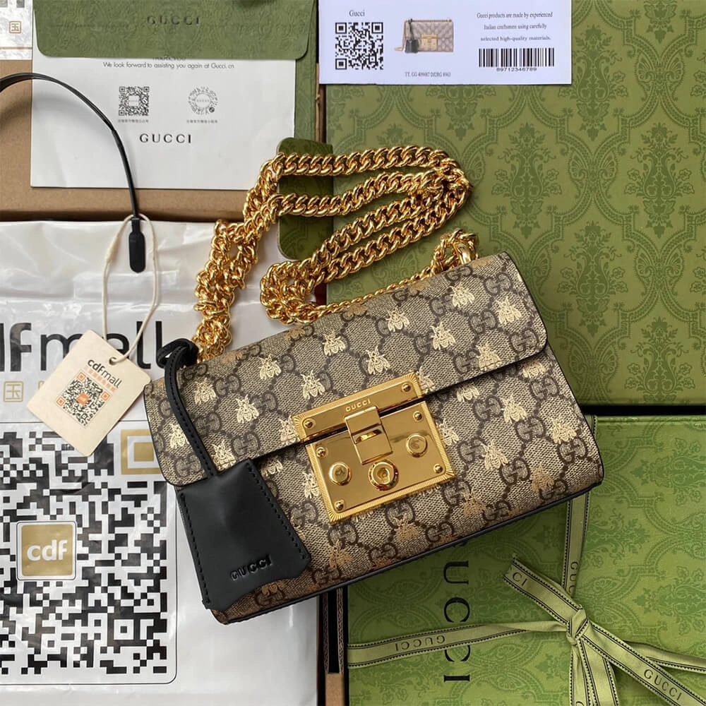 HighQuality Padlock small GG bees shoulder bag 1009