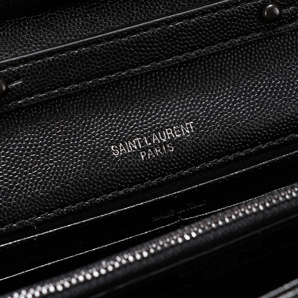 Breathable Saint Laurent Chain-strap YSL-plaque grained-leather wallet 1485