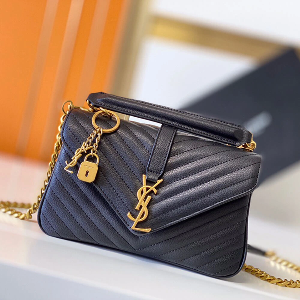 UrbanChic Saint Laurent College quilted-leather satchel bag 1459