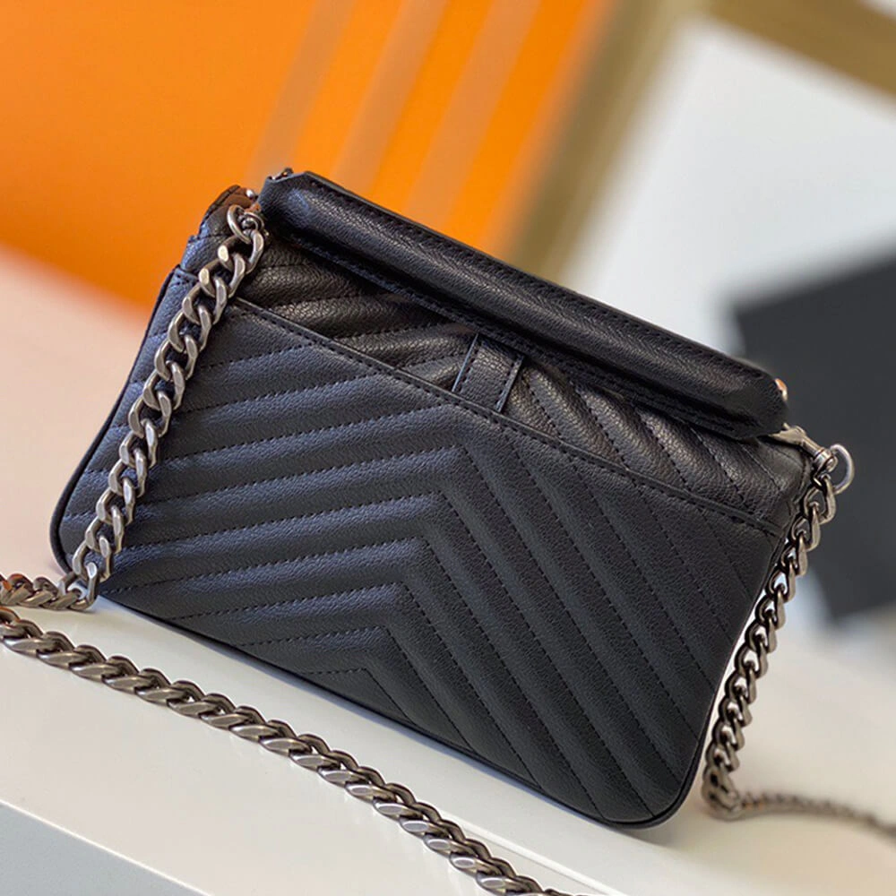 Sophisticated Saint Laurent College quilted-leather satchel bag 1474