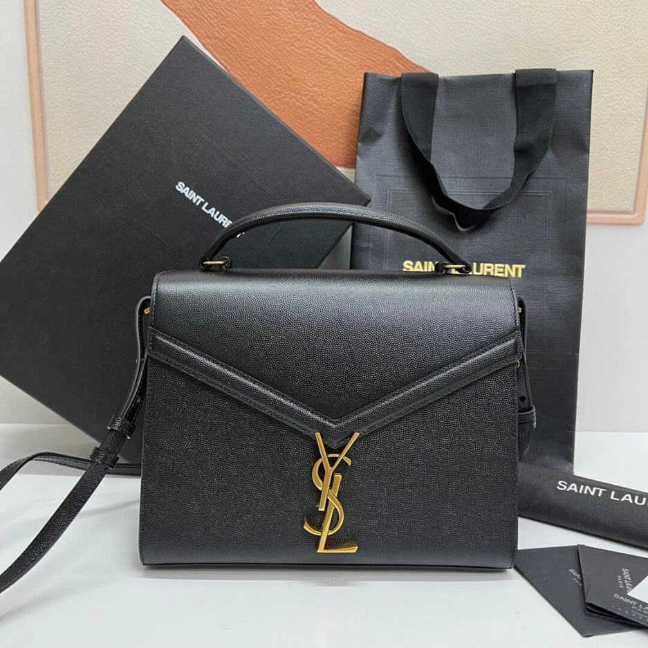 YSL CASSANDRA Medium Grainy Embossed Leather Top Handle Bag Cozy 1463