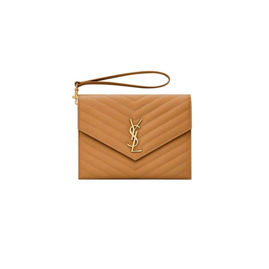 UrbanChic YSL CASSANDRE matelassé leather flap clutch 1498