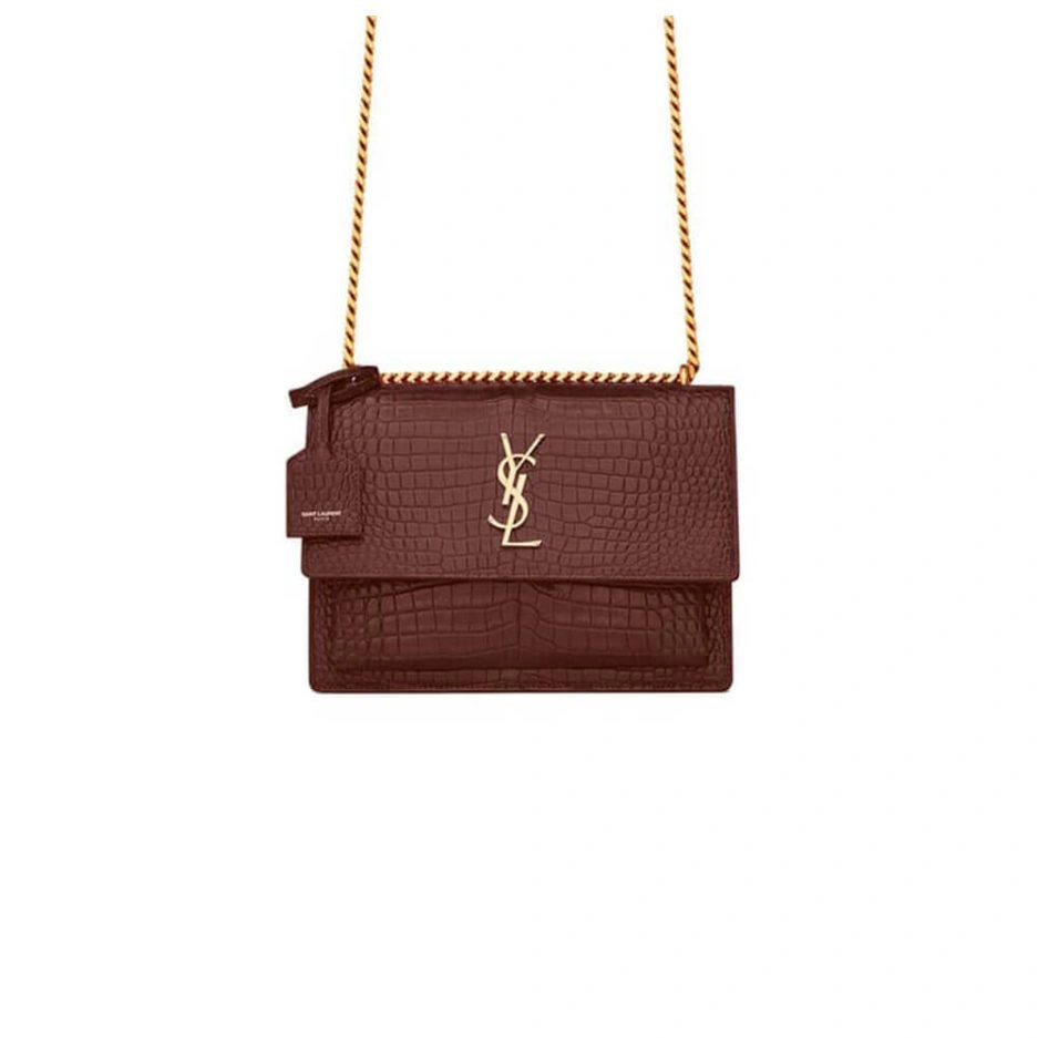 YSL Crocodile-embossed leather SUNSET Medium Bright 1422