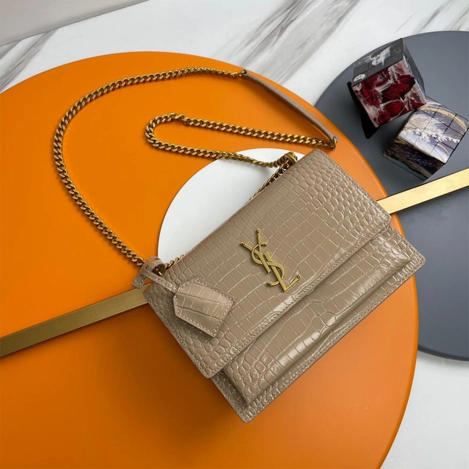 Soft YSL Crocodile-embossed leather SUNSET Medium 1387