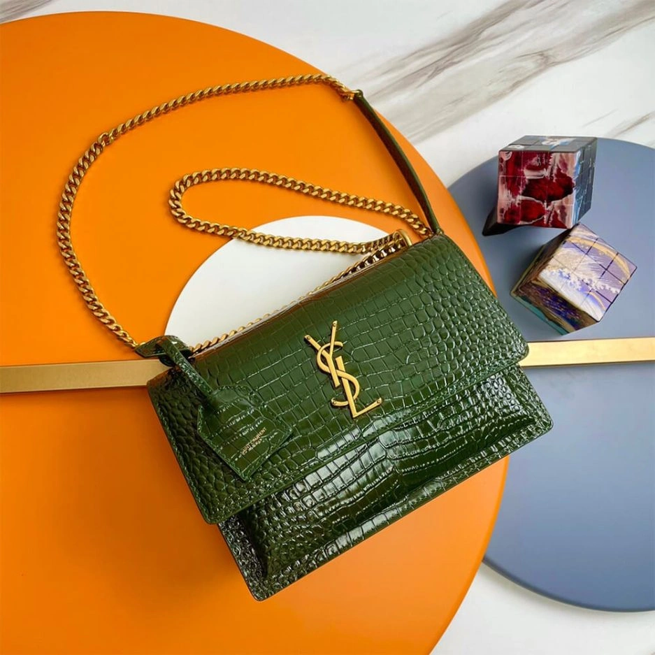 Durable YSL Crocodile-embossed leather SUNSET Medium 1454