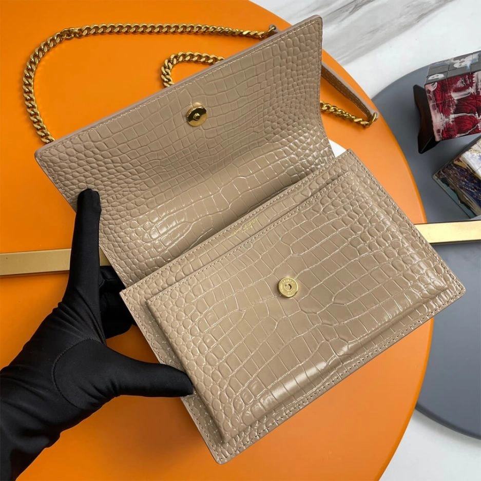 Soft YSL Crocodile-embossed leather SUNSET Medium 1387