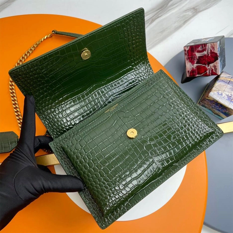 Durable YSL Crocodile-embossed leather SUNSET Medium 1454