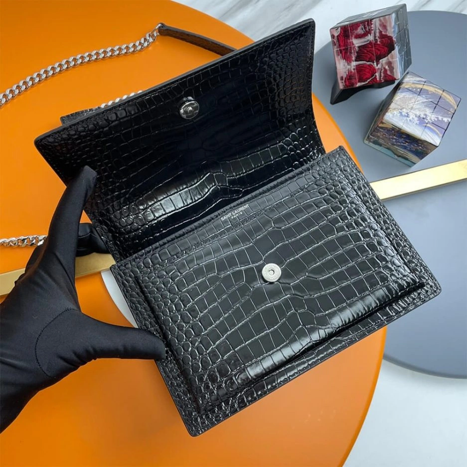 YSL Crocodile-embossed leather SUNSET Medium Neat 1389