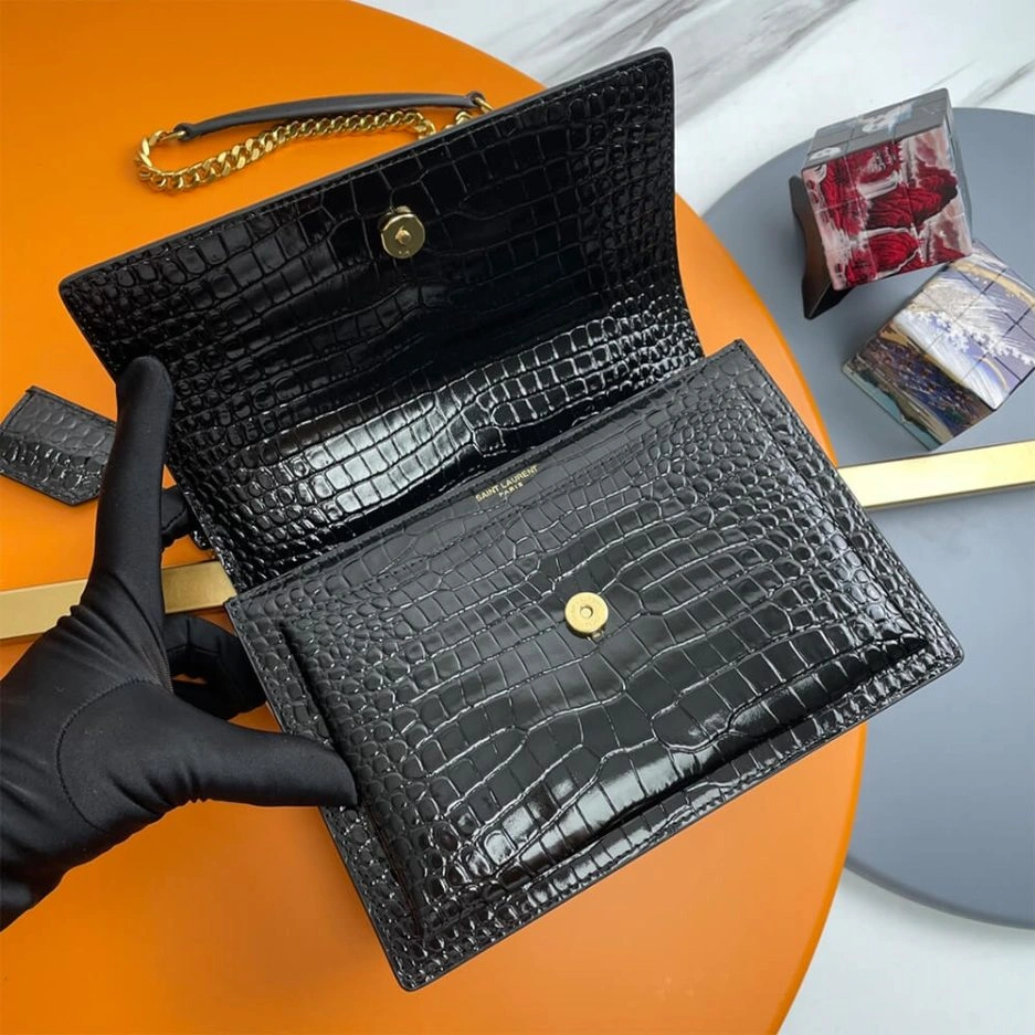 YSL Crocodile-embossed leather SUNSET Medium Practical 1426