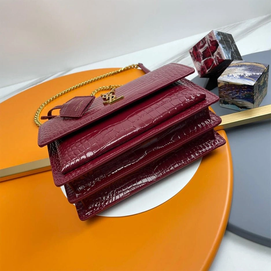 YSL Crocodile-embossed leather SUNSET Medium Bright 1422