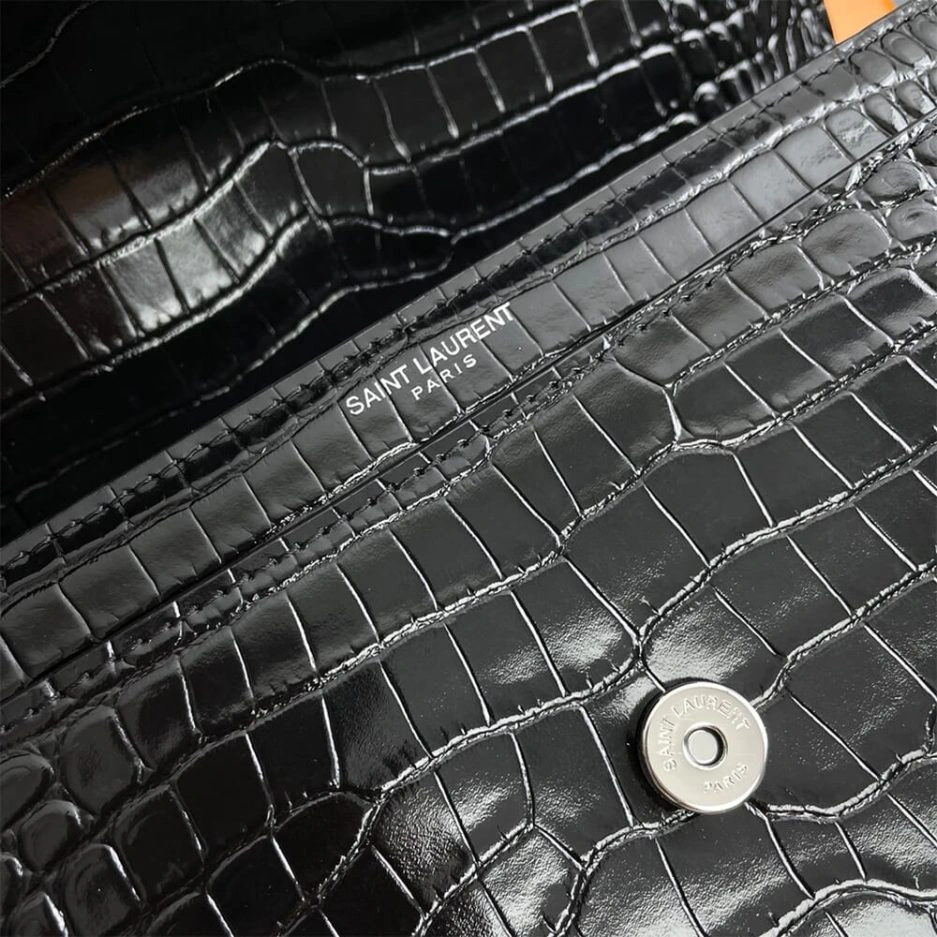 YSL Crocodile-embossed leather SUNSET Medium Neat 1389