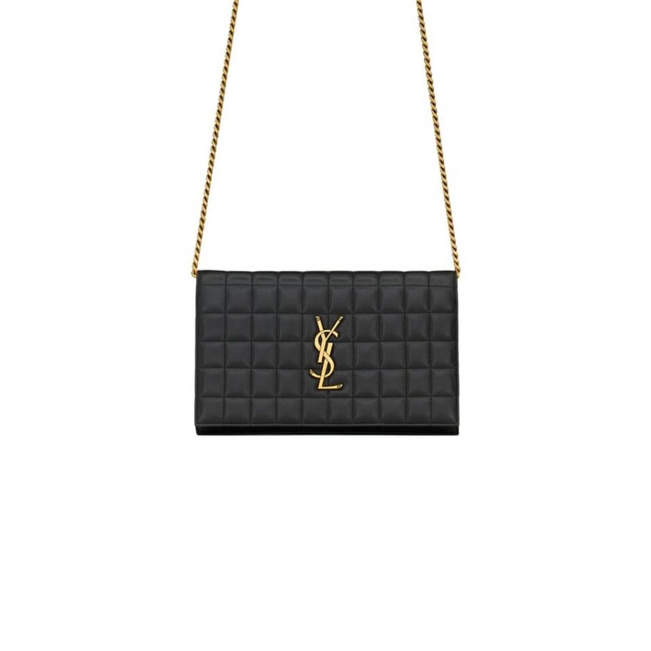 Breathable YSL LAMBSKIN CASSANDRE CHAIN WALLET 1410