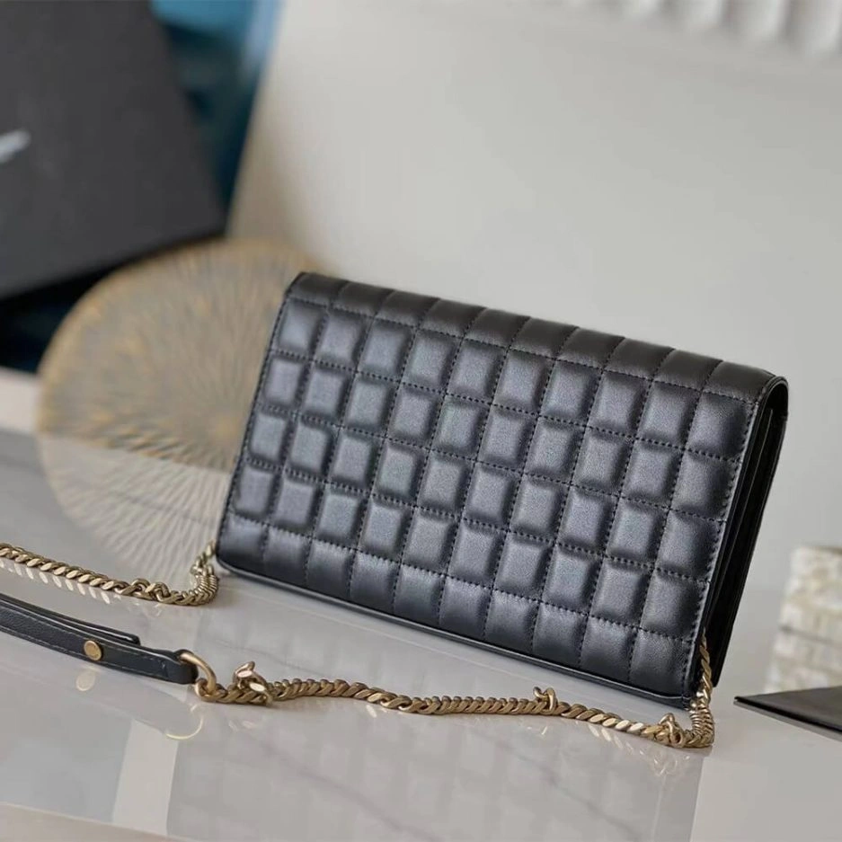 Breathable YSL LAMBSKIN CASSANDRE CHAIN WALLET 1410