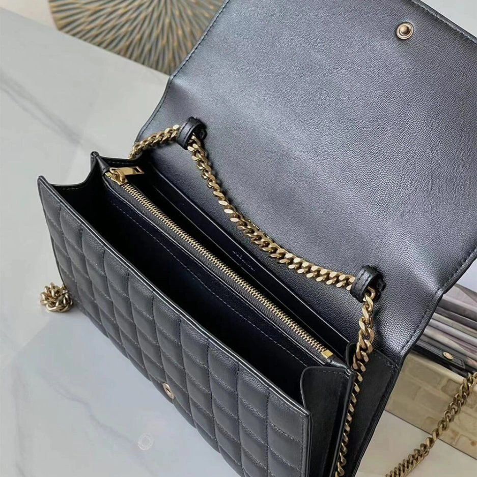Breathable YSL LAMBSKIN CASSANDRE CHAIN WALLET 1410