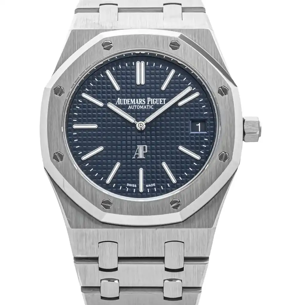 Prestigious JewelLers Audemars Piguet Royal Oak “Jumbo” Extra-Thin 16202ST.OO.1240ST.02 Blue