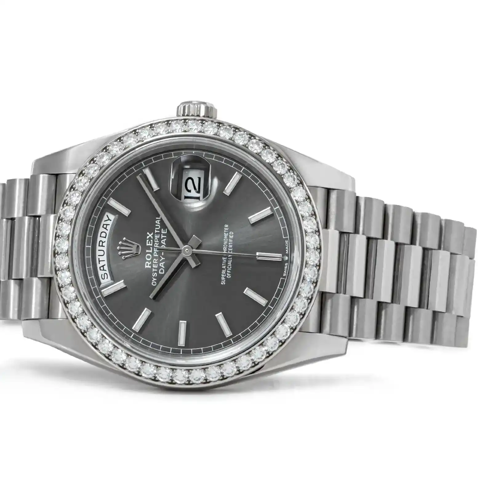 Prestigious JewelLers White Gold Rolex Day-Date 228349RBR