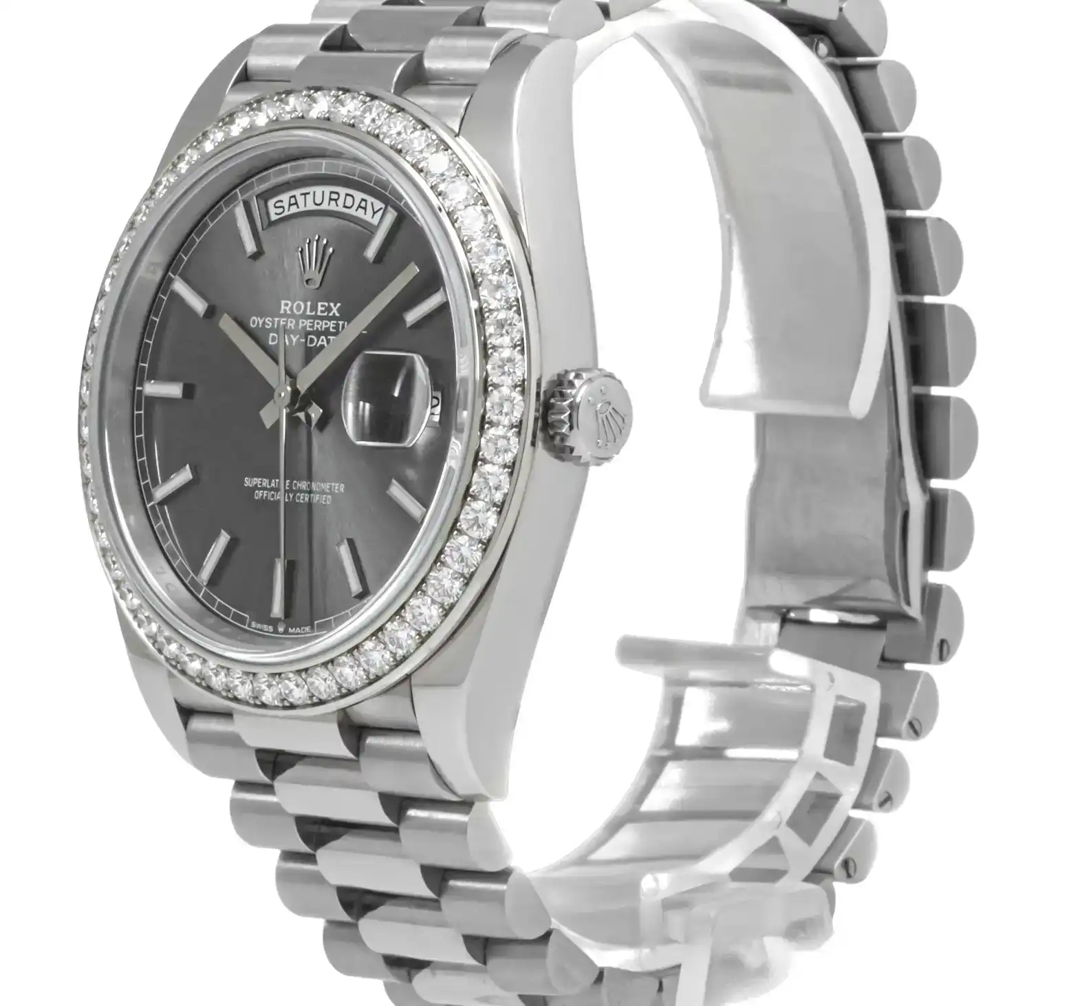 Prestigious JewelLers White Gold Rolex Day-Date 228349RBR