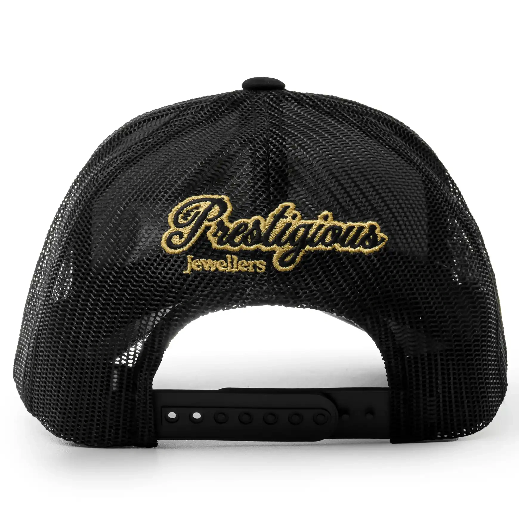 Presitigious Jewellers Trucker Cap – Gold   Black