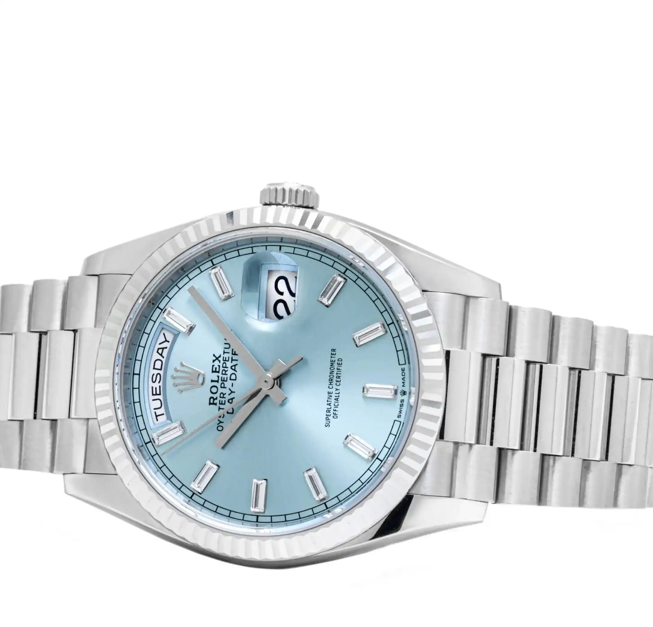 Prestigious Jewelers Platinum Rolex Day-Date 228236