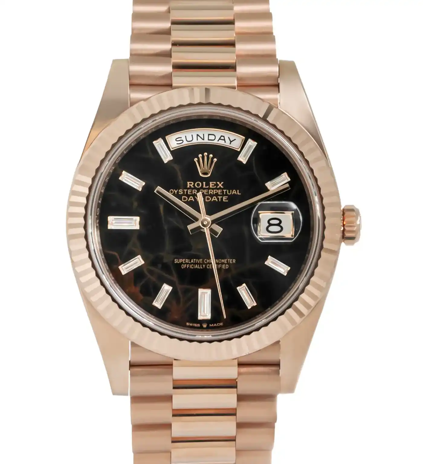 Prestigious Jewelers Rose Gold Rolex Day-Date 228235