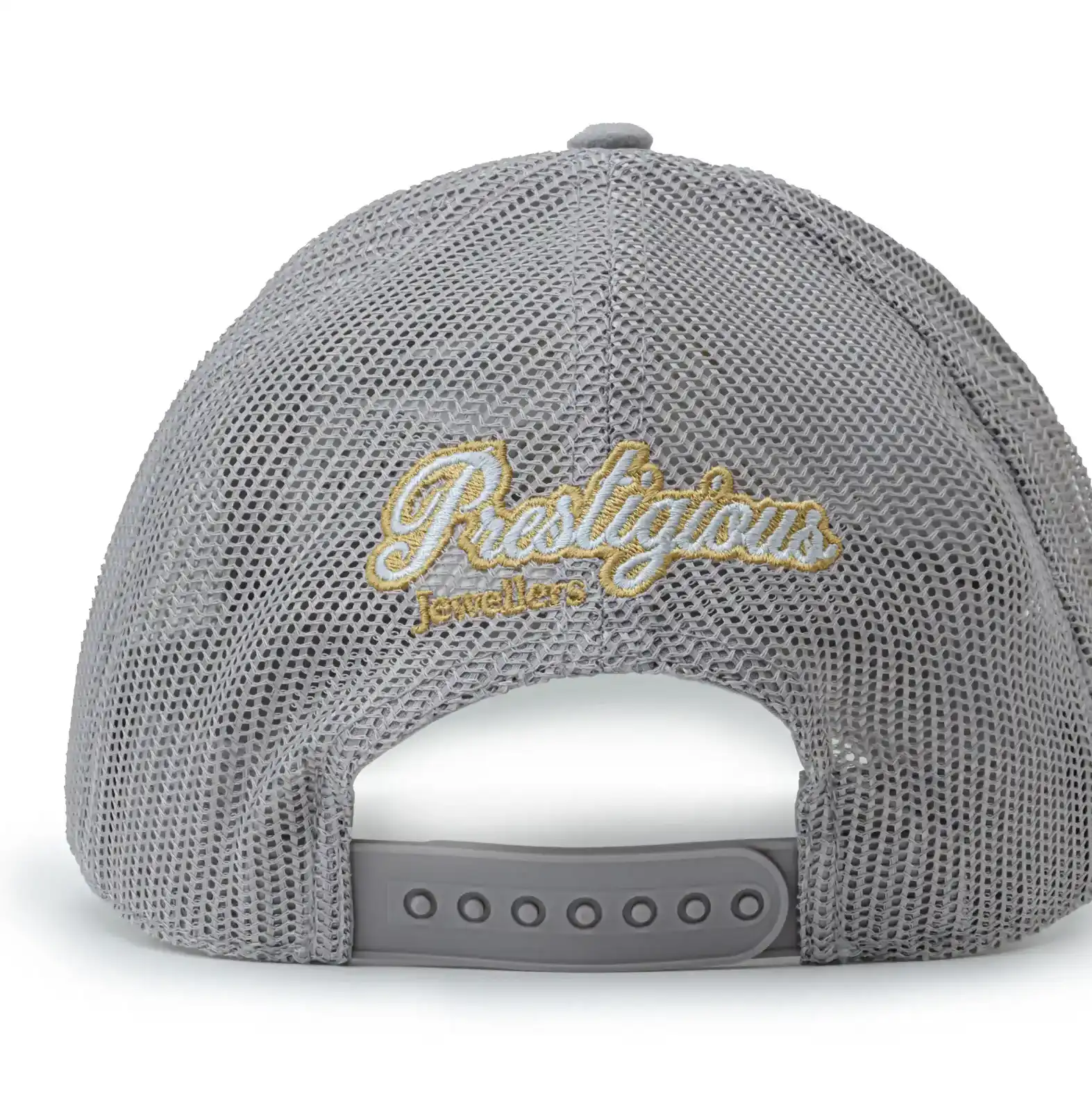 Prestigious Jewelers Presitigious Jewellers Trucker Cap – Gold   Grey