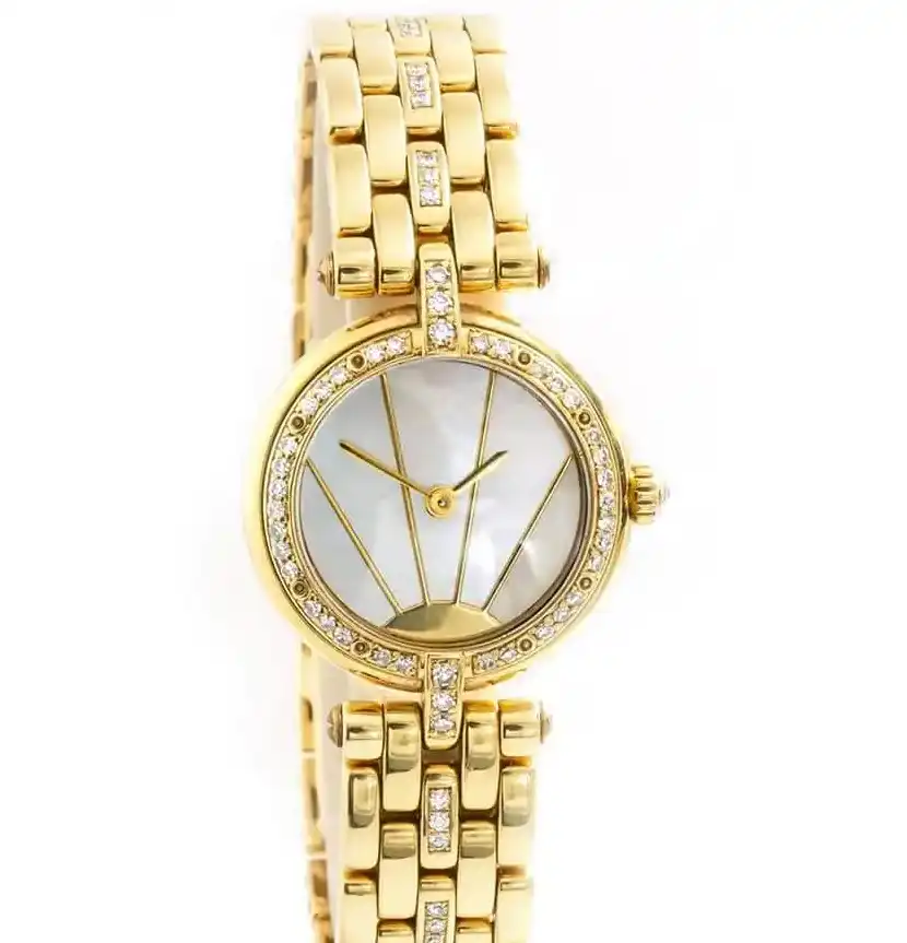 Prestigious Jewelrys Cartier Panthere Vendome Rare Mother Of Pearl Dial With Diamond Set No