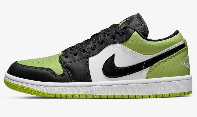 Cheap Air Jordan 1 Low Vivid Green Snakeskin
