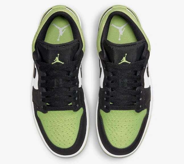 Cheap Air Jordan 1 Low Vivid Green Snakeskin