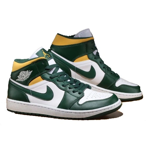 Air Jordan 1 Mid Oregon White Green Yellow