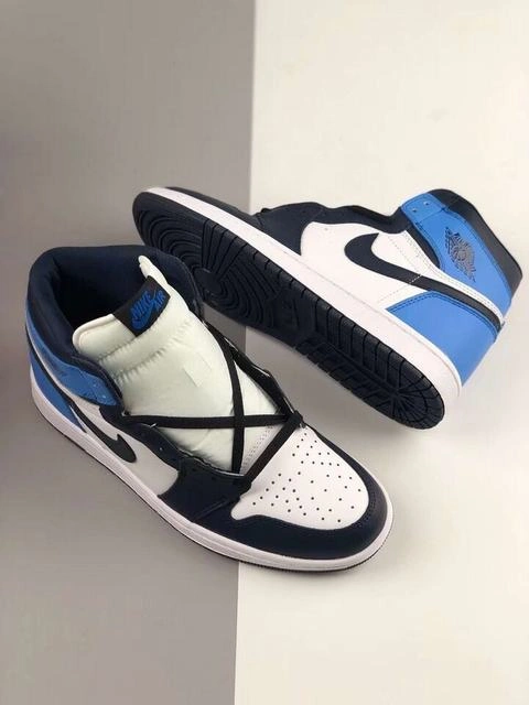 Cheap Air Jordan 1 Retro White Blue Black-1