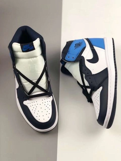 Cheap Air Jordan 1 Retro White Blue Black-1