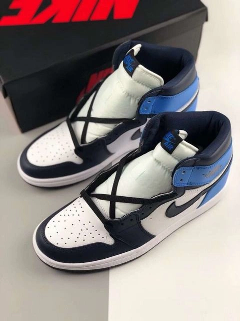 Cheap Air Jordan 1 Retro White Blue Black-1