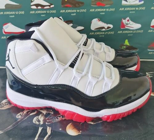 Air Jordan 11 High White Black Red-1