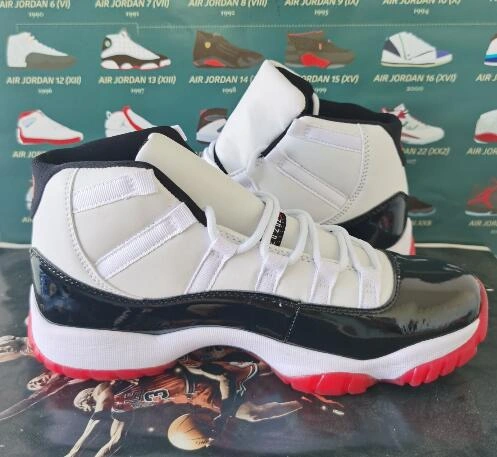 Air Jordan 11 High White Black Red-1