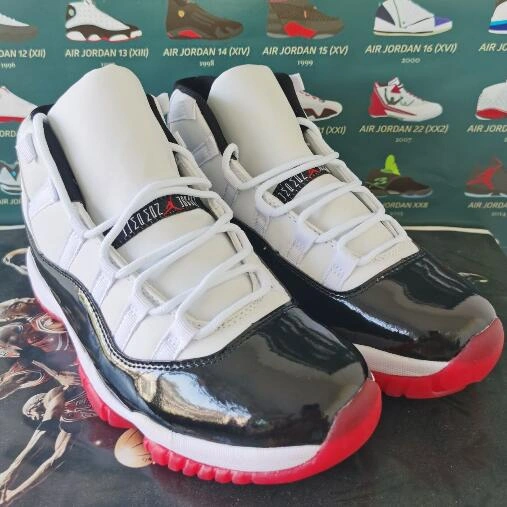 Air Jordan 11 High White Black Red-1