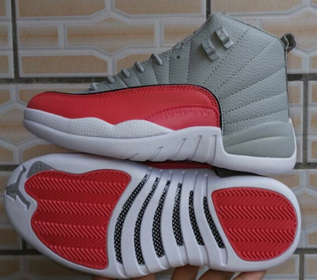 Air Jordan 12 Gray Red White-1