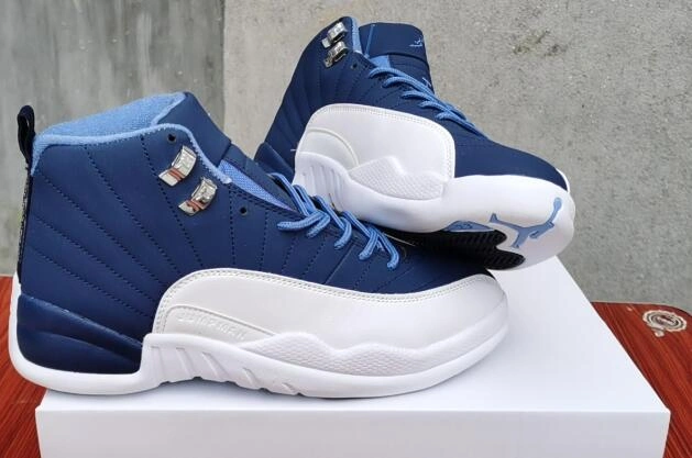 Air Jordan 12 White Deep Blue-1