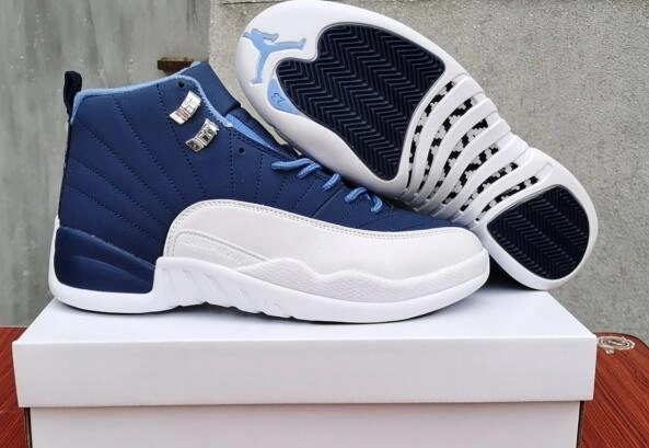 Air Jordan 12 White Deep Blue-1