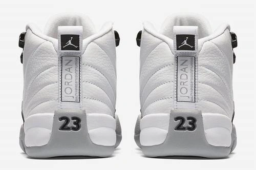 Air Jordan 12 White Black-Wolf Grey women-1