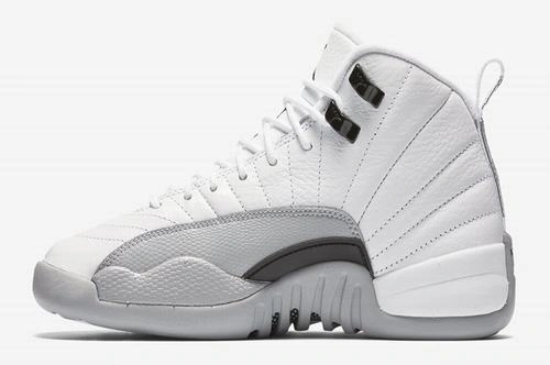 Air Jordan 12 White Black-Wolf Grey women-1