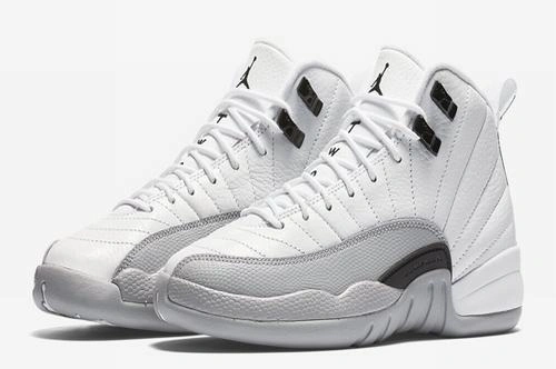 Air Jordan 12 White Black-Wolf Grey women-1