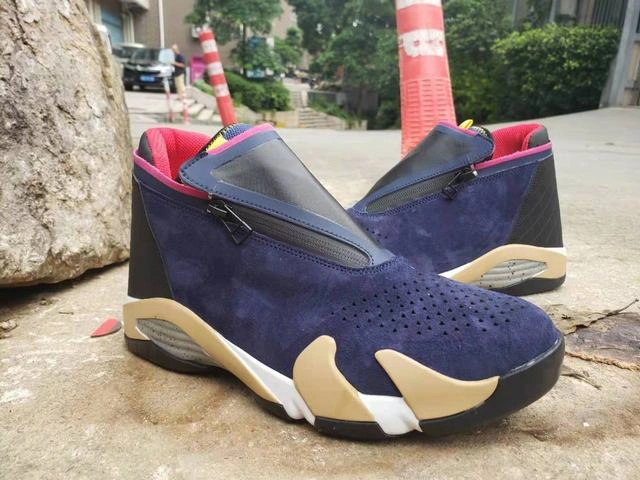 Air Jordan 14 Retro Dark Blue Red Champagne-1