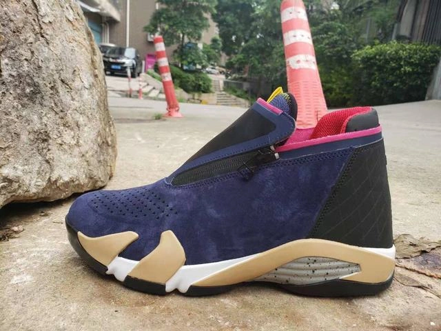 Air Jordan 14 Retro Dark Blue Red Champagne-1