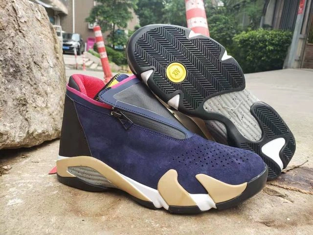 Air Jordan 14 Retro Dark Blue Red Champagne-1