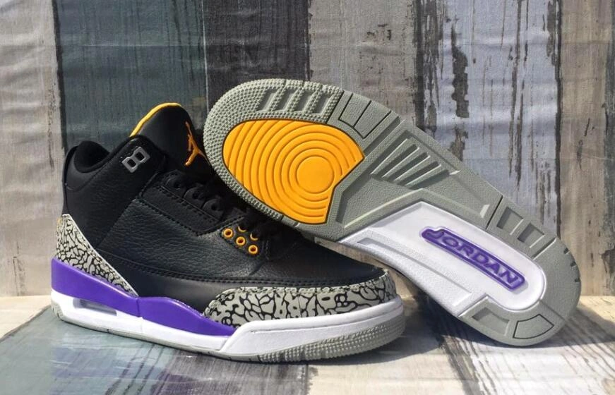 Air Jordan 3 Black Purple Yellow-Kobe's