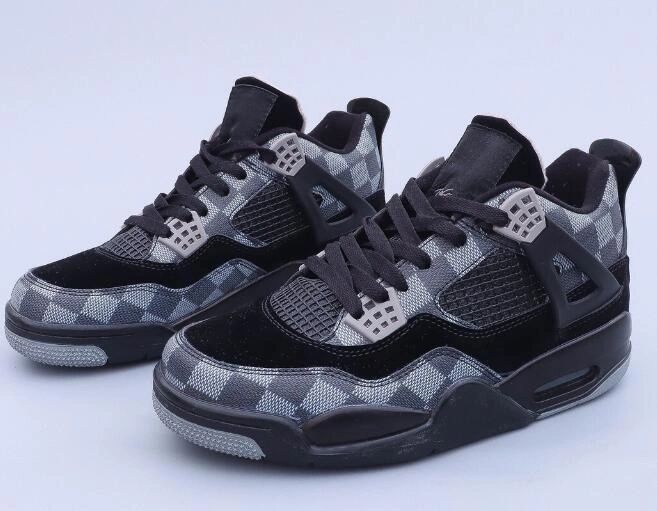 Air Jordan 4 Black Grey Chess-1